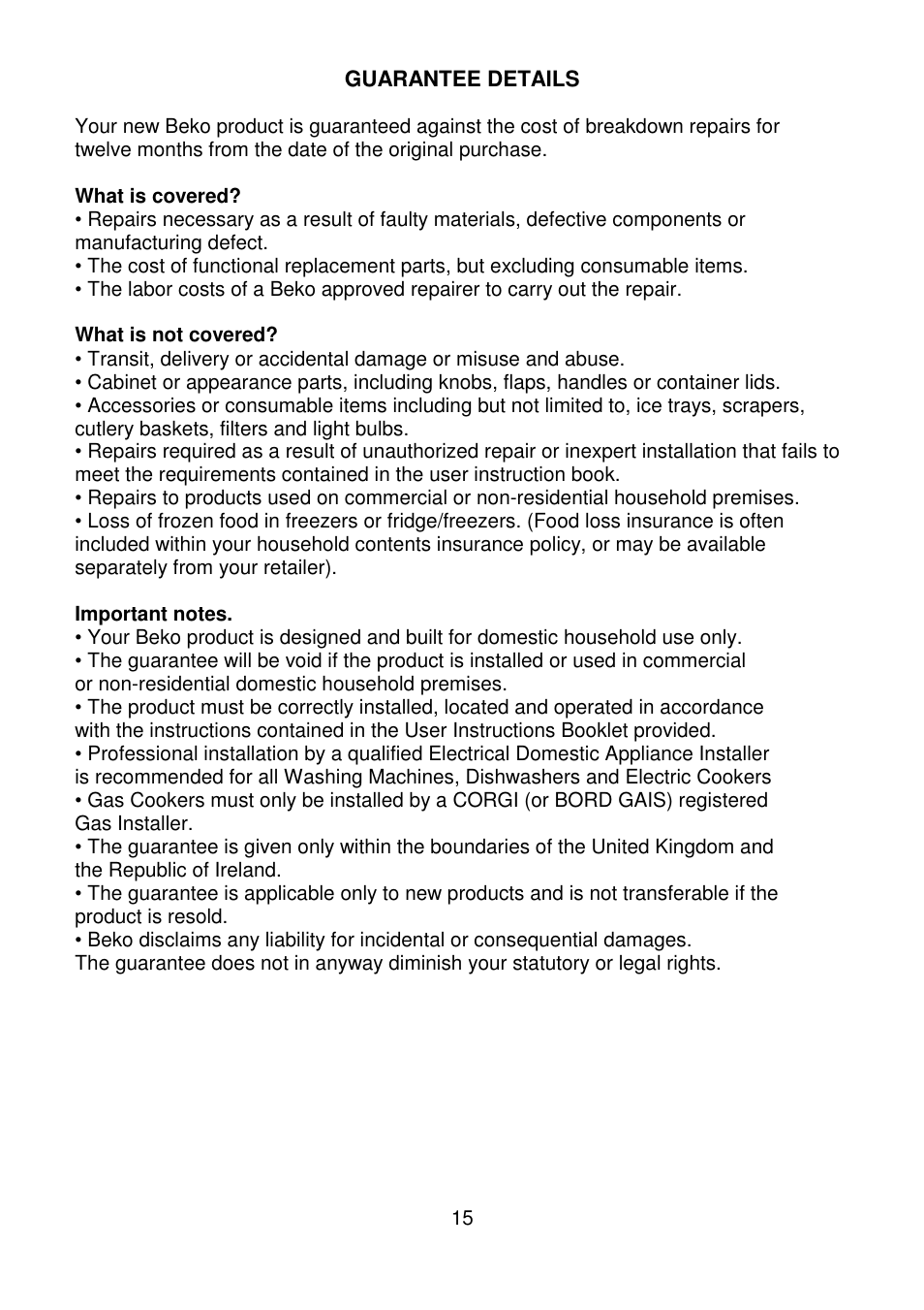 Beko CDA660F User Manual | Page 15 / 16