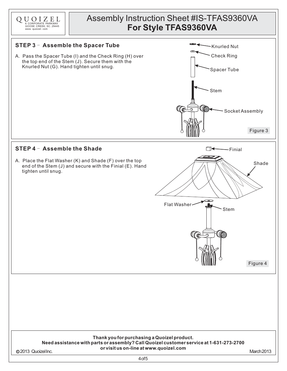 Quoizel TFAS9360VA Asheville User Manual | Page 4 / 5