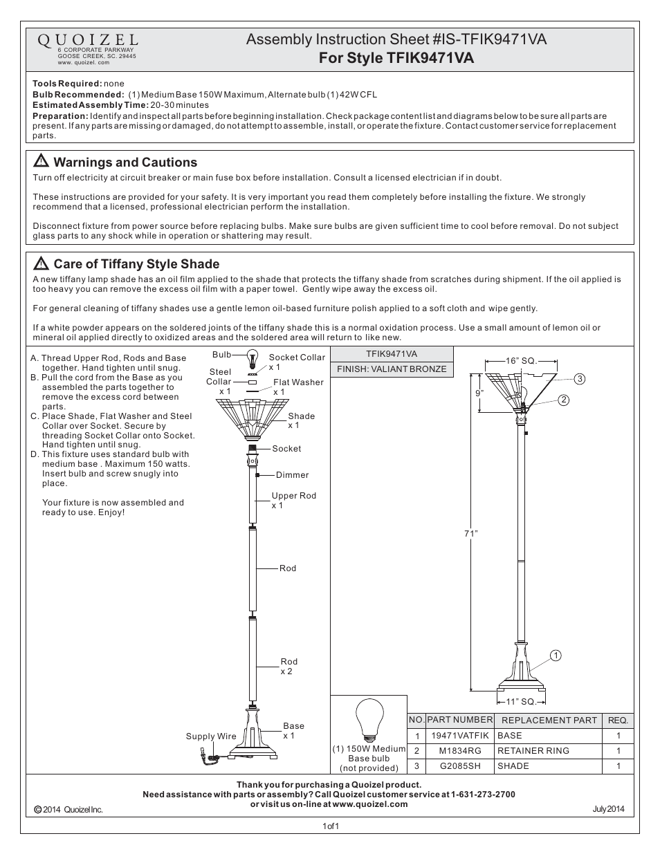 Quoizel TFIK9471VA Inglenook User Manual | 1 page