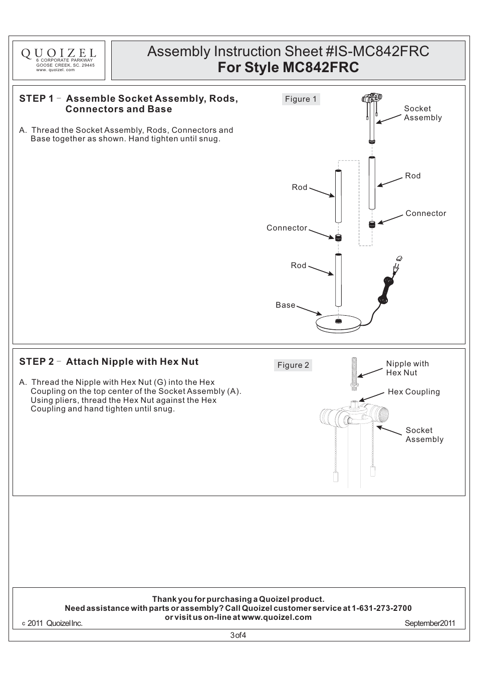 Quoizel MC842FRC Laguna User Manual | Page 3 / 4