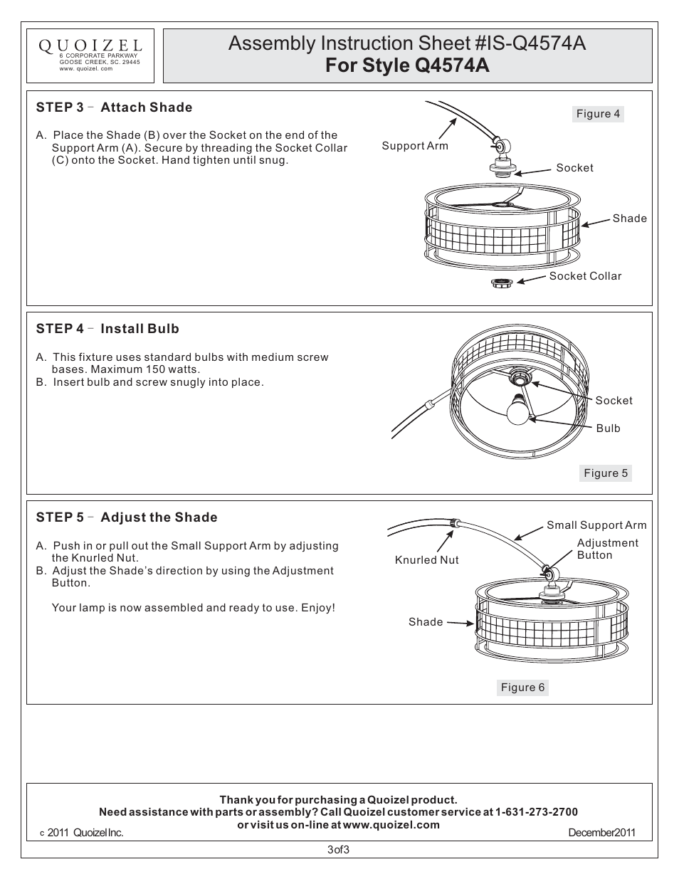 Quoizel Q4574A Laguna User Manual | Page 3 / 3