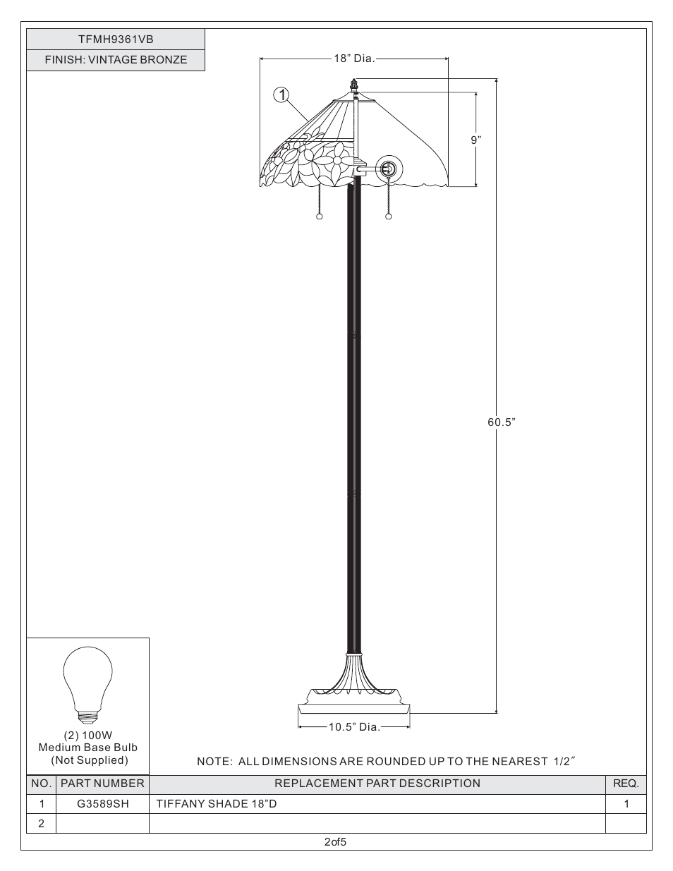Quoizel TFMH9361VB Mariah User Manual | Page 2 / 5