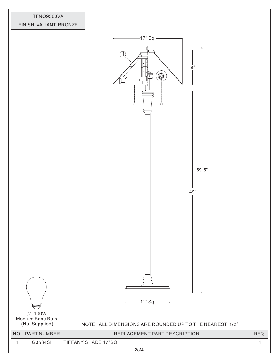 Quoizel TFNO9360VA Navajo User Manual | Page 2 / 4