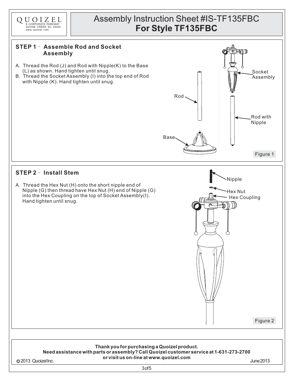 Quoizel TF135FBC Pomez User Manual | Page 3 / 5