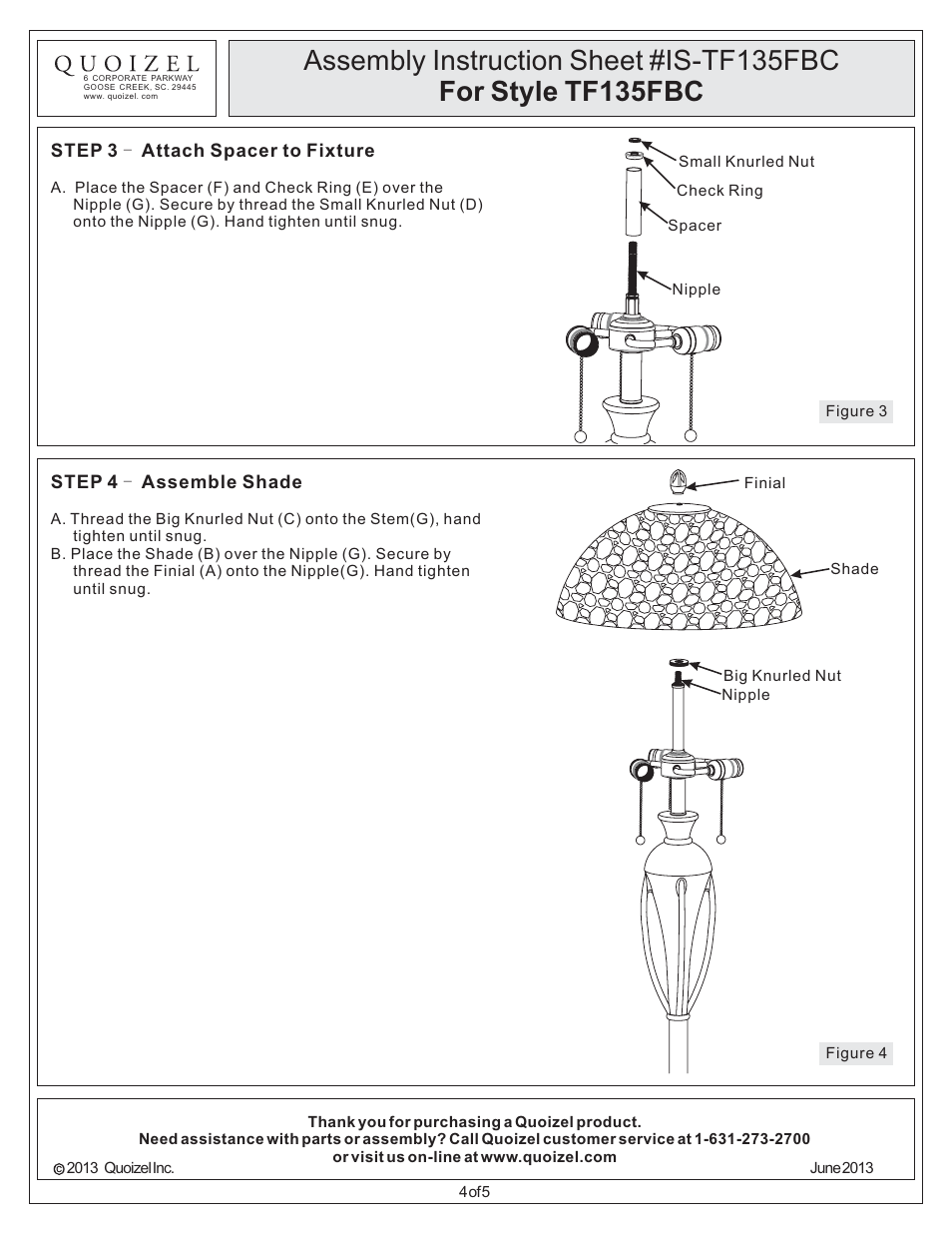 Quoizel TF135FBC Pomez User Manual | Page 4 / 5