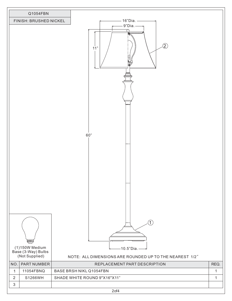 Quoizel Q1054FBN Quoizel Portable Lamp User Manual | Page 2 / 4