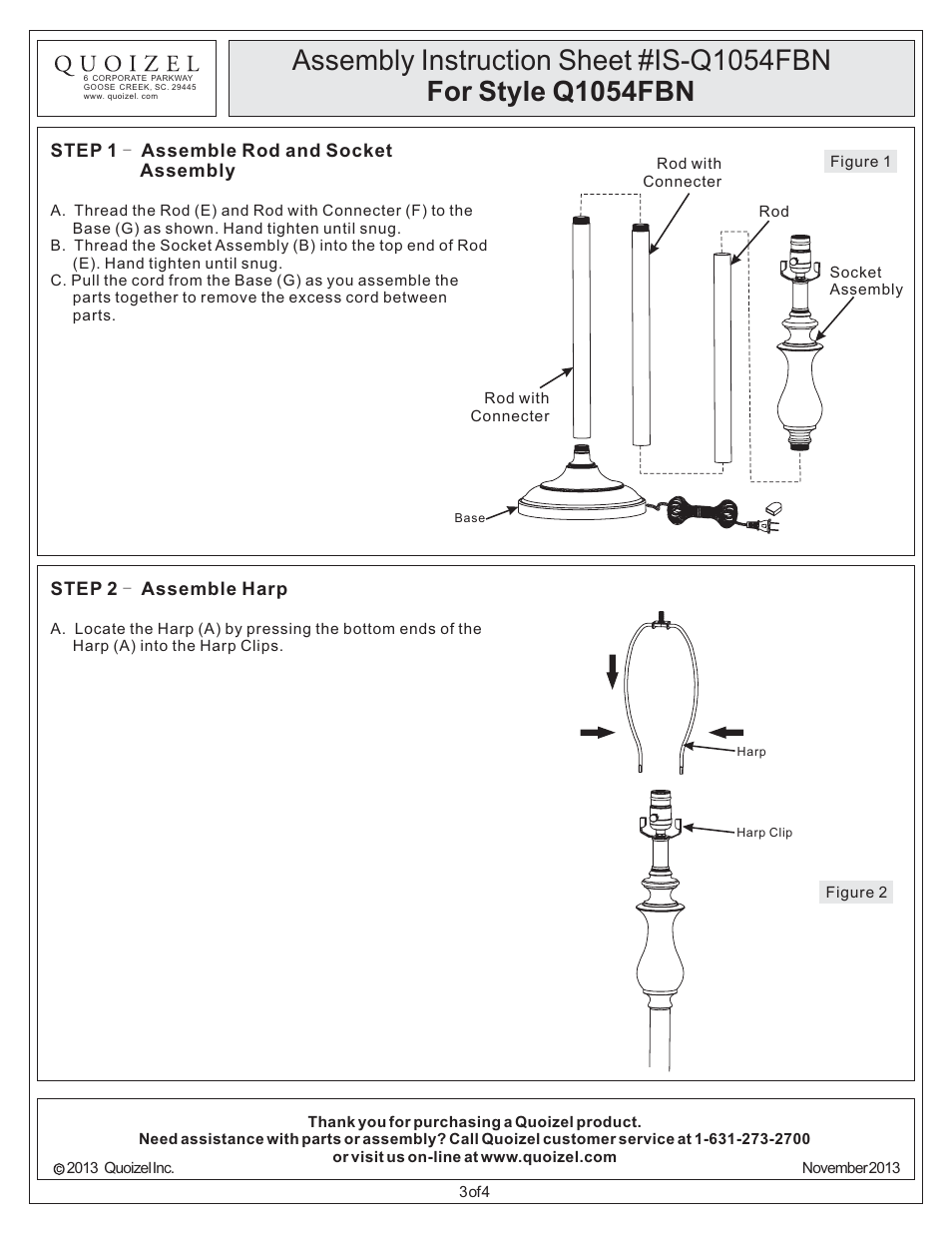 Quoizel Q1054FBN Quoizel Portable Lamp User Manual | Page 3 / 4