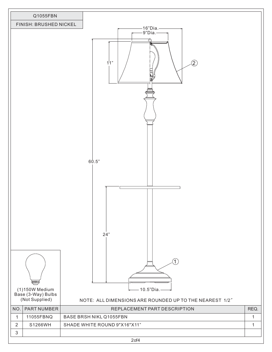 Quoizel Q1055FBN Quoizel Portable Lamp User Manual | Page 2 / 4