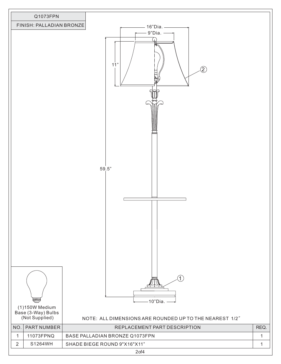 Quoizel Q1073FPN Quoizel Portable Lamp User Manual | Page 2 / 4