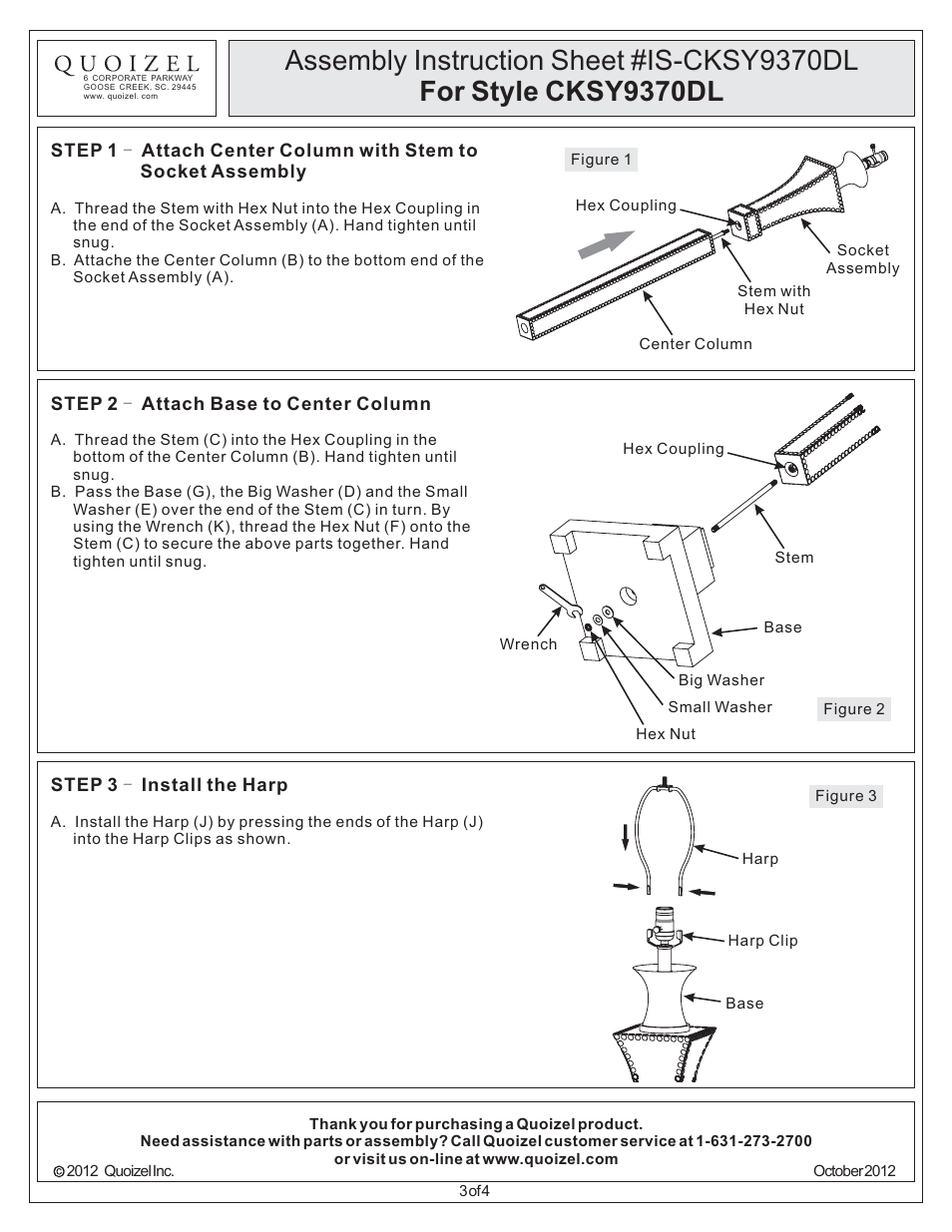 Quoizel CKSY9370DL Stanley User Manual | Page 3 / 4