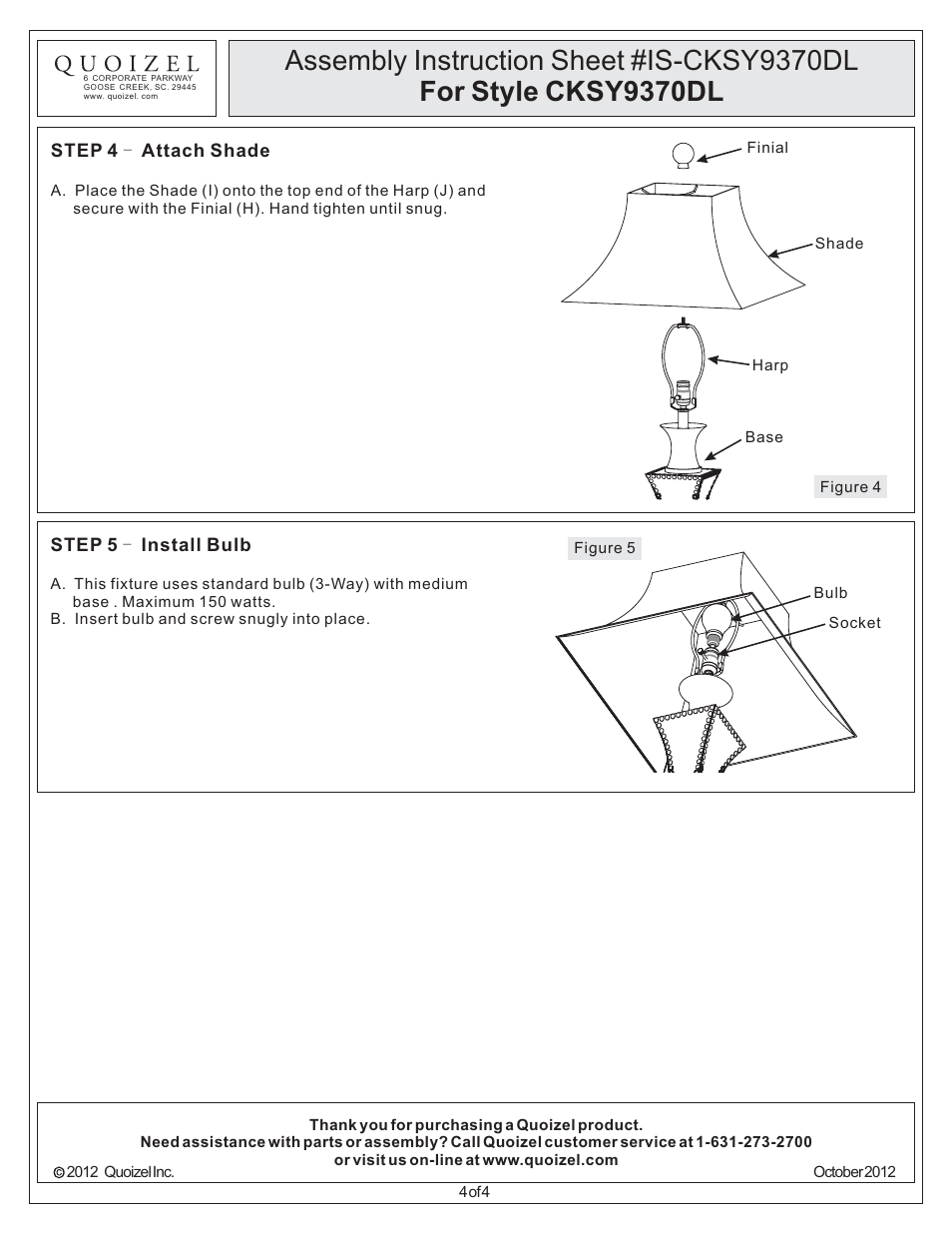 Quoizel CKSY9370DL Stanley User Manual | Page 4 / 4