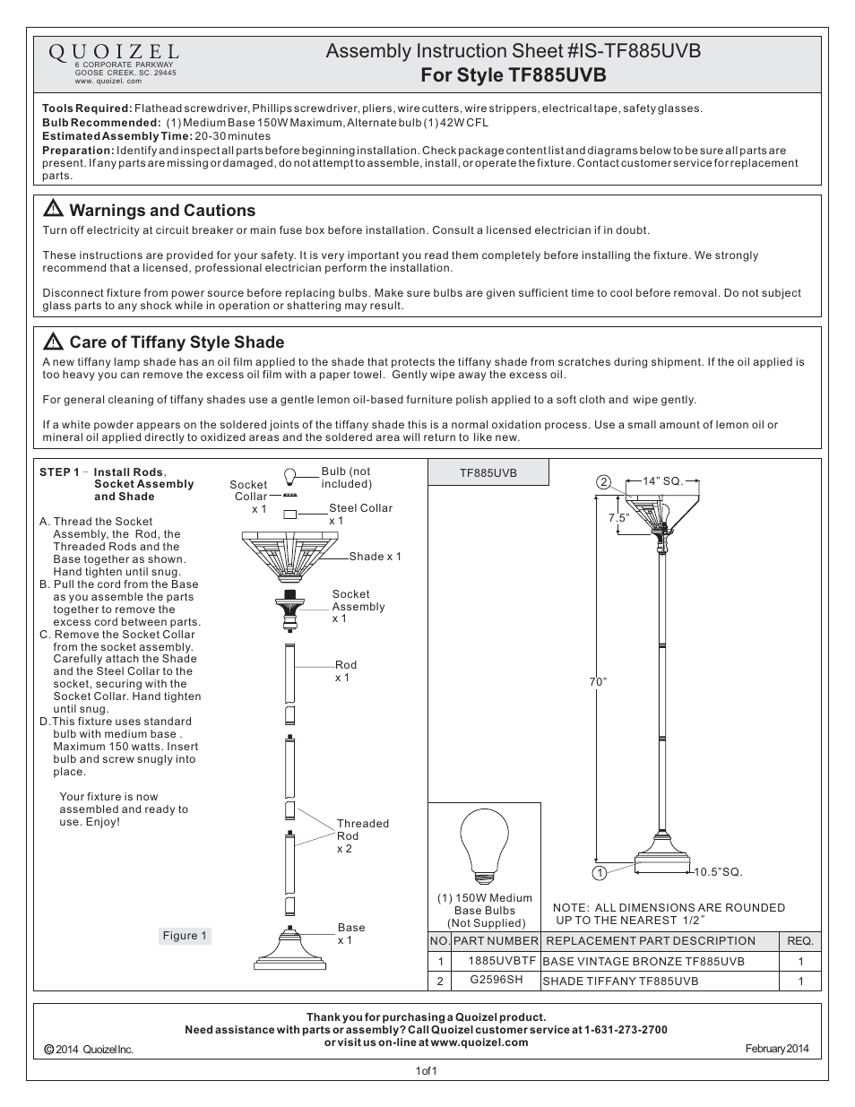 Quoizel TF885UVB Stephen User Manual | 1 page