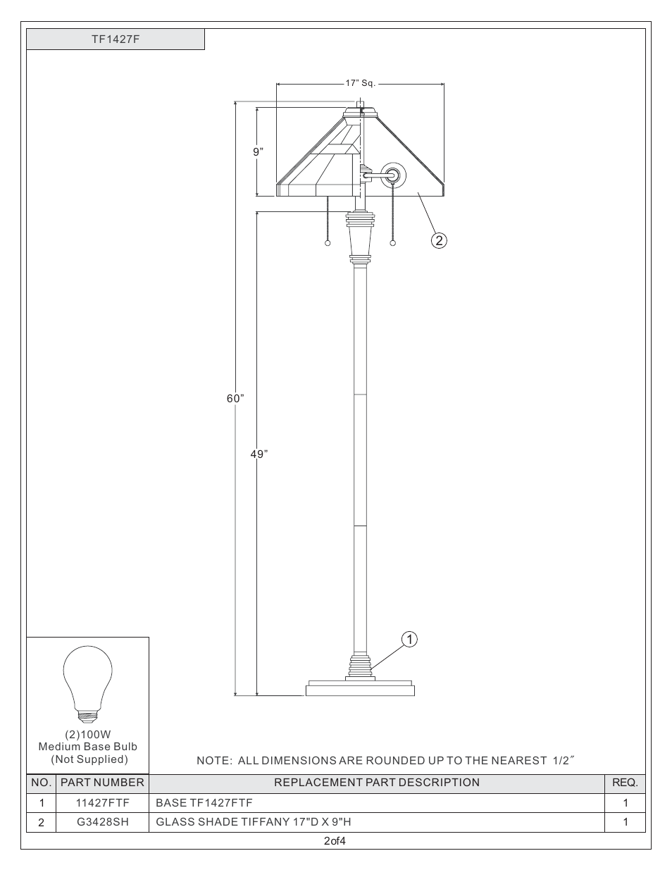 Quoizel TF1427F Tiffany User Manual | Page 2 / 4