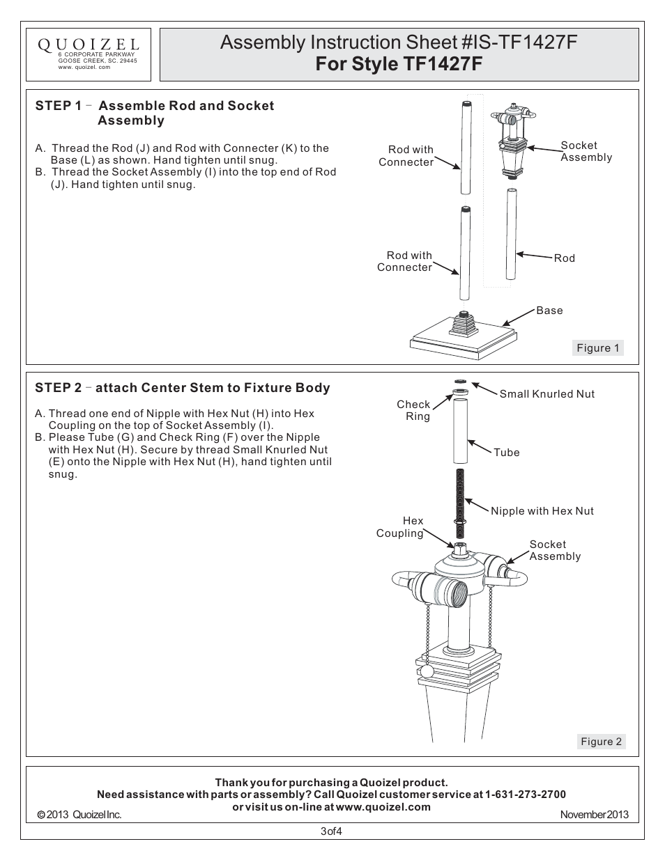 Quoizel TF1427F Tiffany User Manual | Page 3 / 4