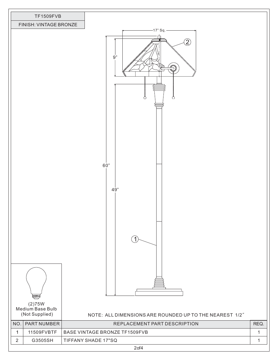 Quoizel TF1509FVB Tiffany User Manual | Page 2 / 4