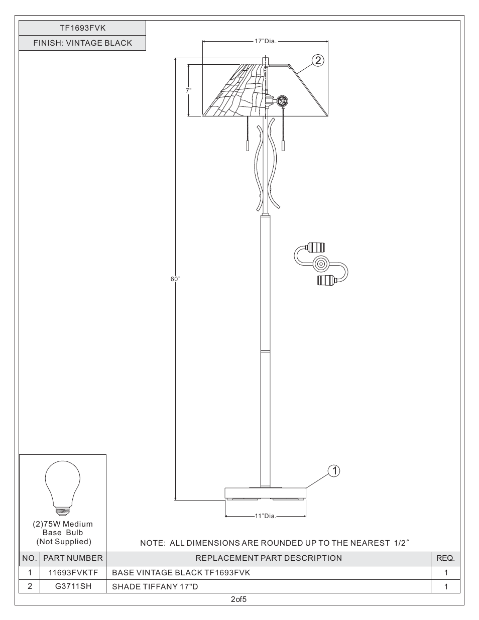 Quoizel TF1693FVK Tiffany User Manual | Page 2 / 5