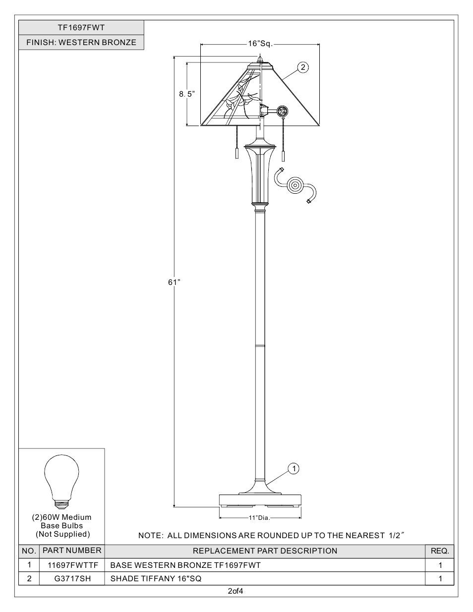 Quoizel TF1697FWT Tiffany User Manual | Page 2 / 4