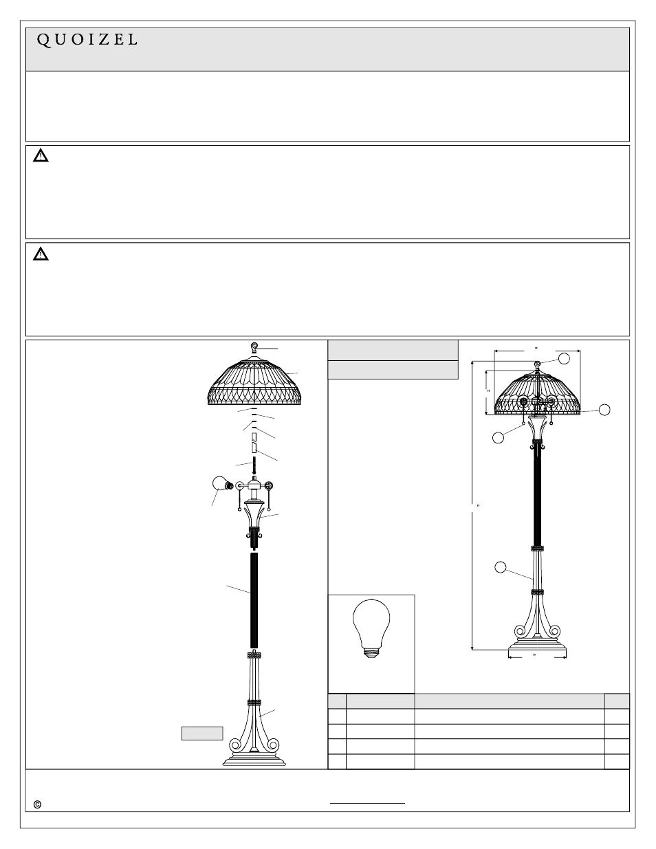 Quoizel TF9320BB Tiffany User Manual | 1 page