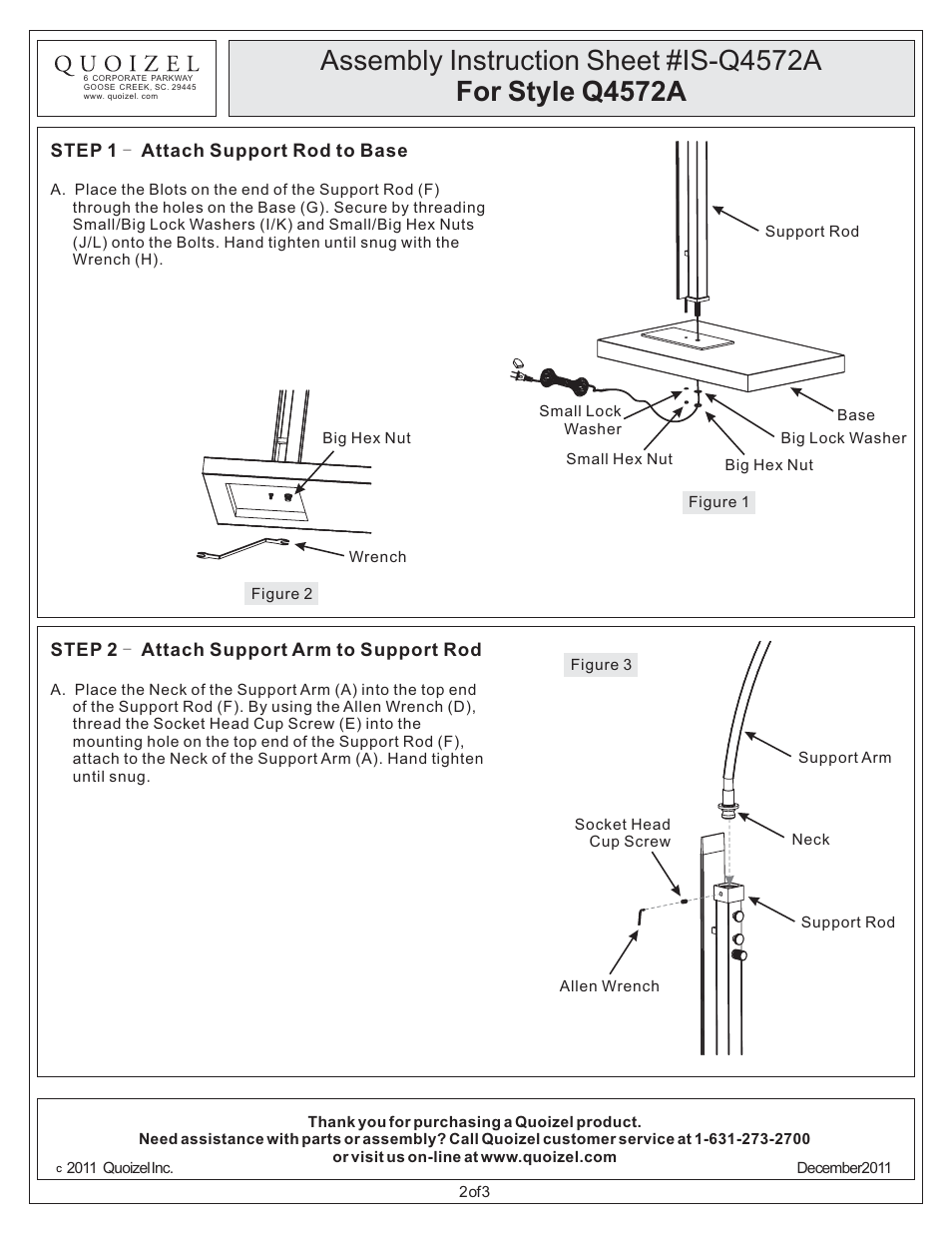 Quoizel Q4572A Zen User Manual | Page 2 / 3