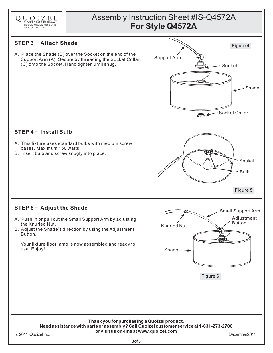 Quoizel Q4572A Zen User Manual | Page 3 / 3