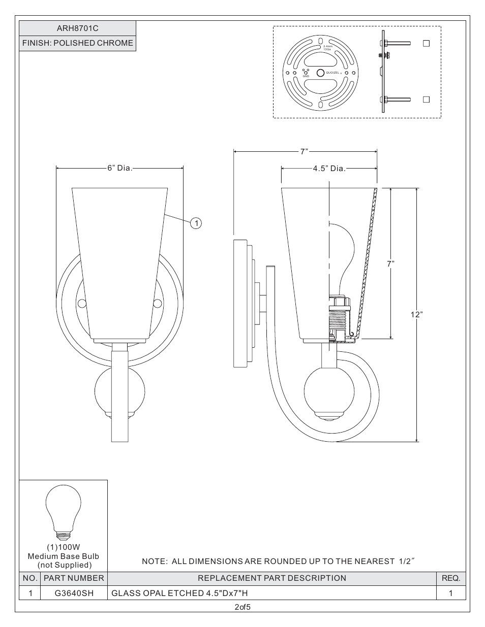 Quoizel ARH8701C Aldrich User Manual | Page 2 / 5