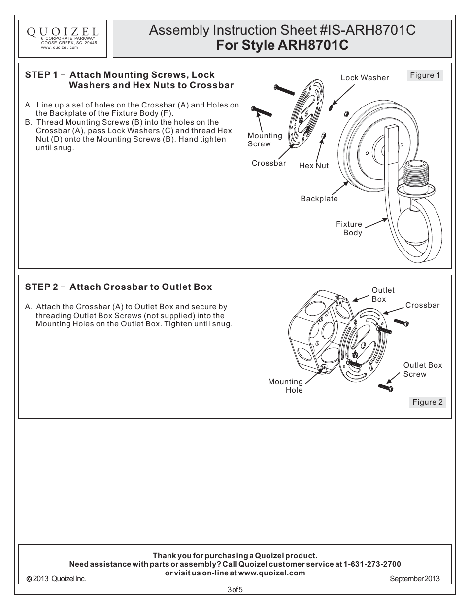 Quoizel ARH8701C Aldrich User Manual | Page 3 / 5