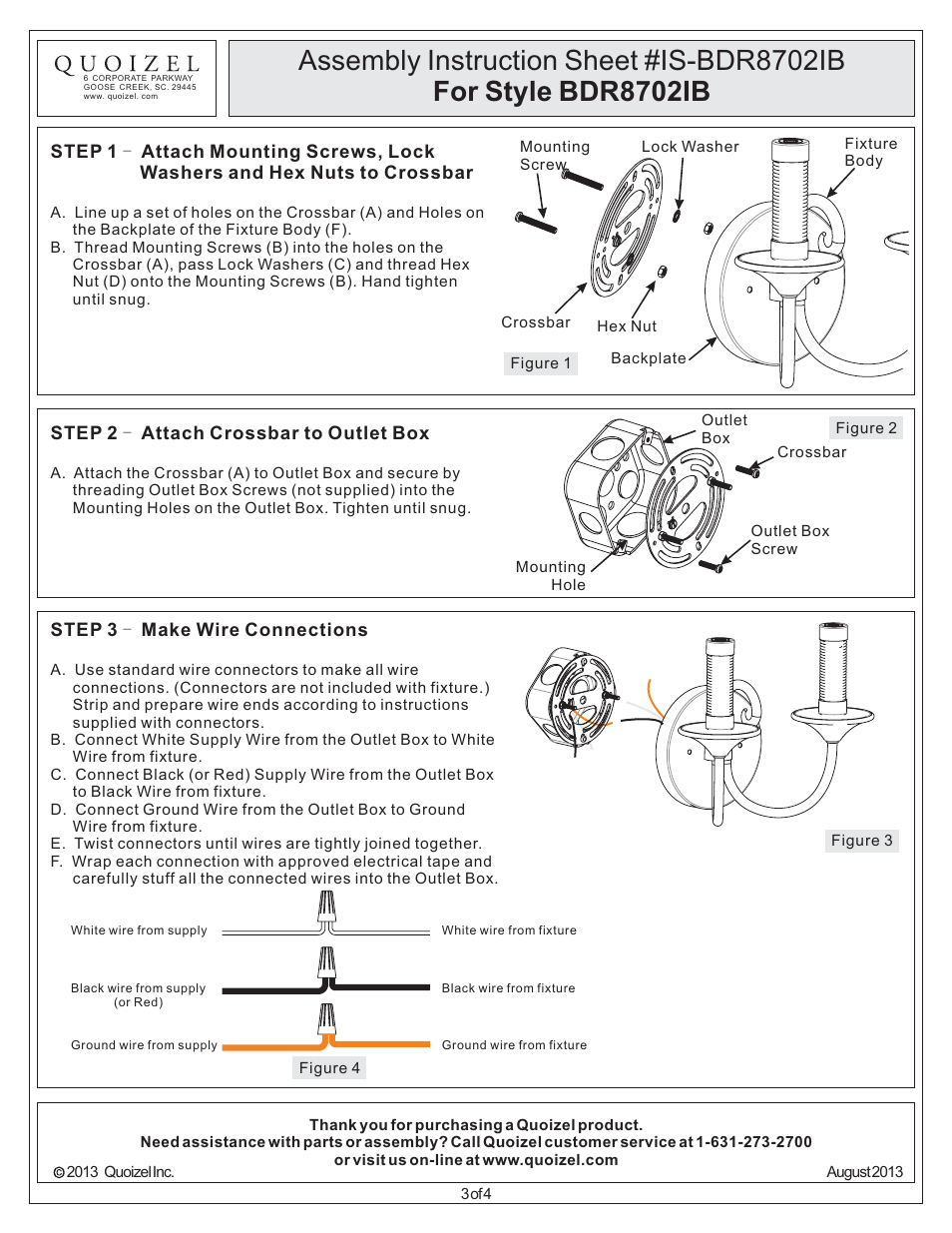 Quoizel BDR8702IB Bandelier User Manual | Page 3 / 4