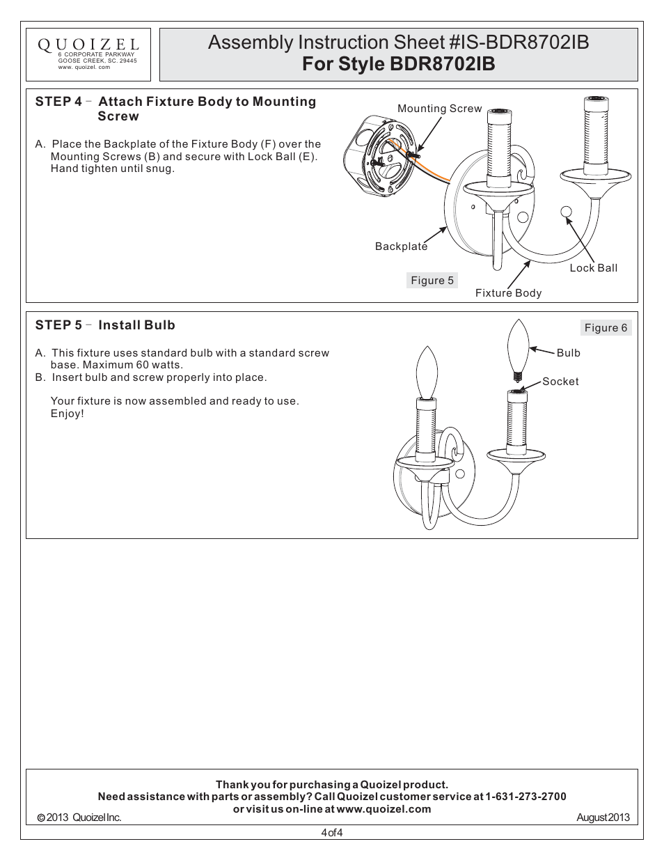 Quoizel BDR8702IB Bandelier User Manual | Page 4 / 4