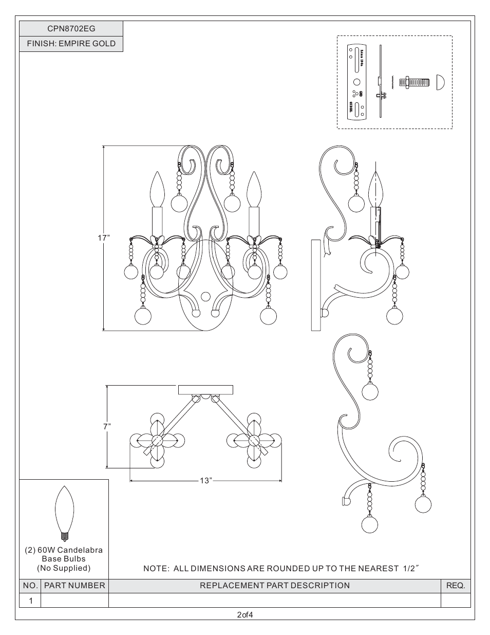 Cpn8702eg | Quoizel CPN8702EG Capulin User Manual | Page 2 / 4