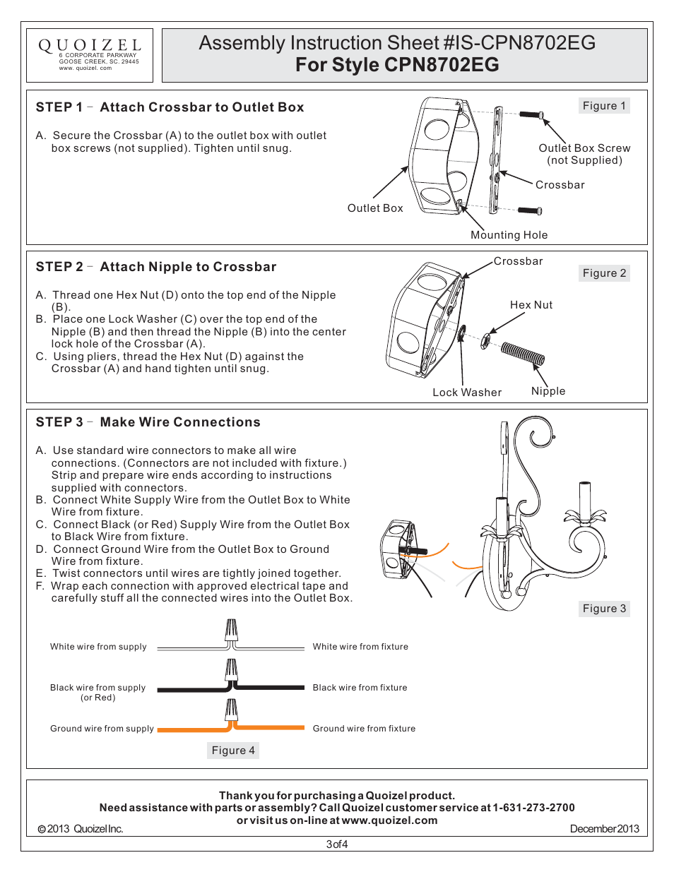 Quoizel CPN8702EG Capulin User Manual | Page 3 / 4