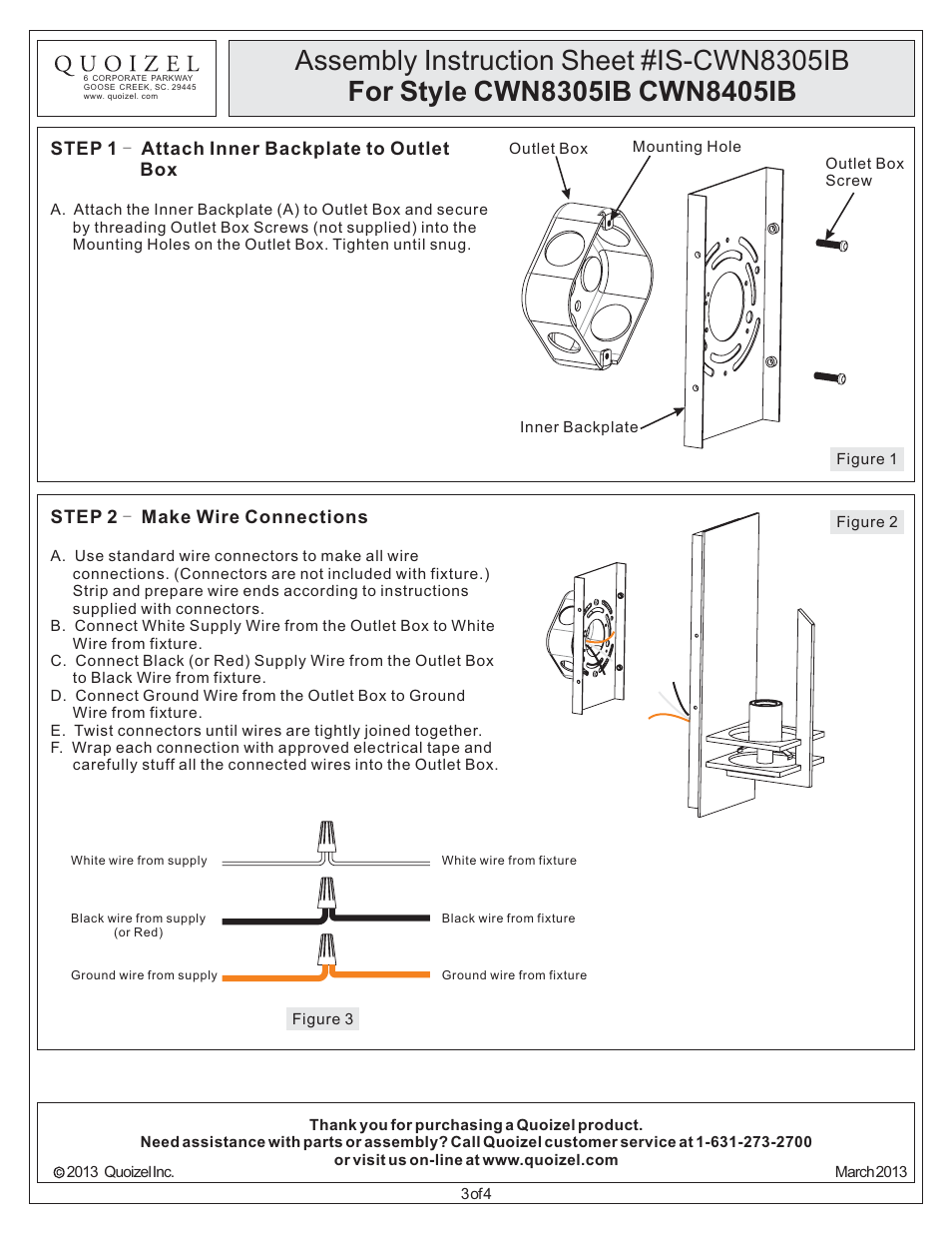 Quoizel CWN8305IB Carwyn User Manual | Page 3 / 4