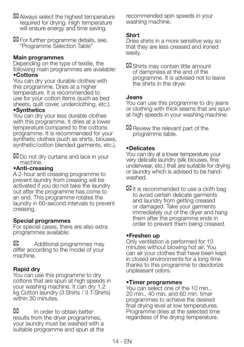 Beko DRCS 76 W User Manual | Page 14 / 28