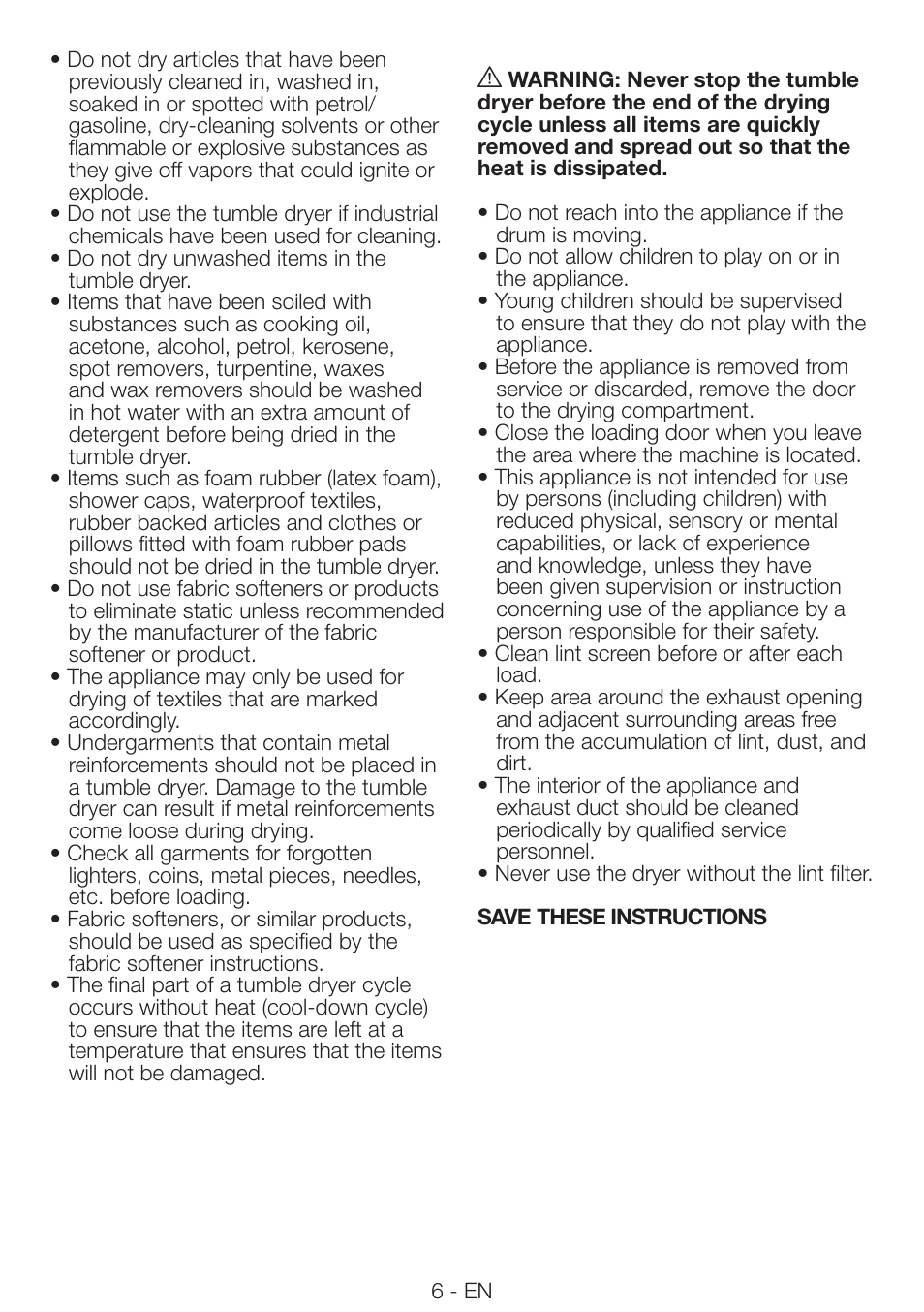 Beko DRCS 76 W User Manual | Page 6 / 28