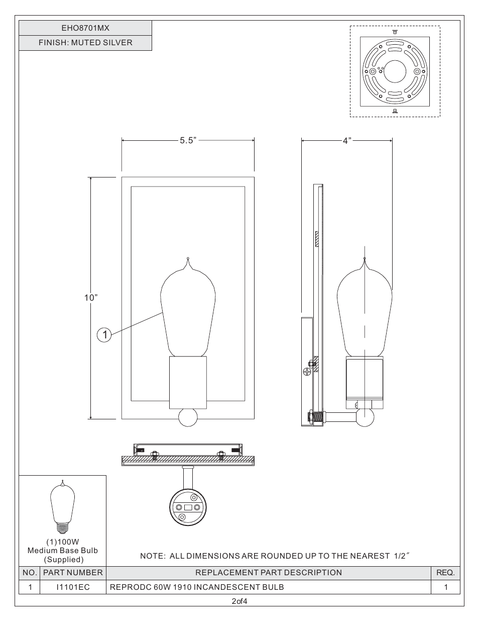 Quoizel EHO8701MX Echo User Manual | Page 2 / 4