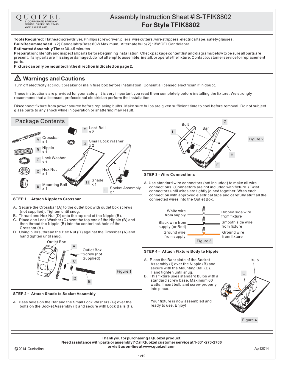 Quoizel TFIK8802 Inglenook User Manual | 2 pages