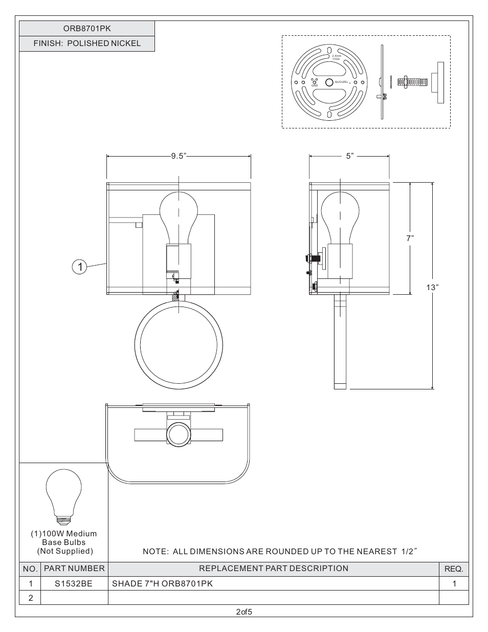 Quoizel ORB8701PK Orbital User Manual | Page 2 / 5