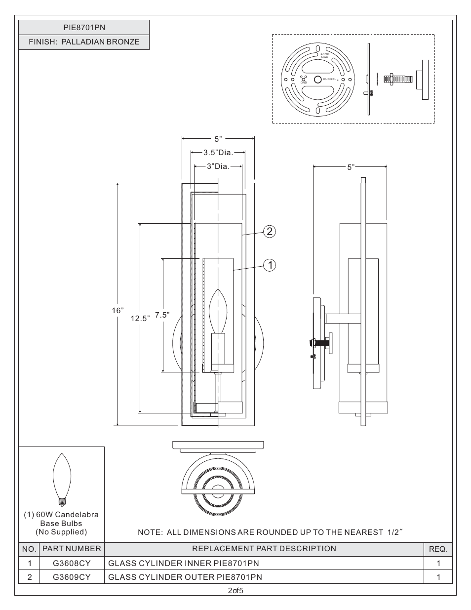 Quoizel PIE8701PN Pier User Manual | Page 2 / 5