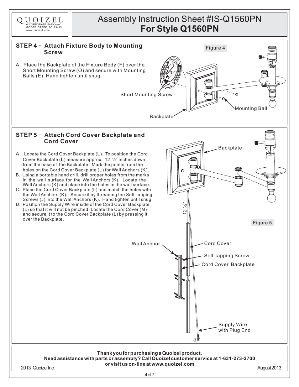 Quoizel Q1560PN Quoizel Portable Lamp User Manual | Page 4 / 7