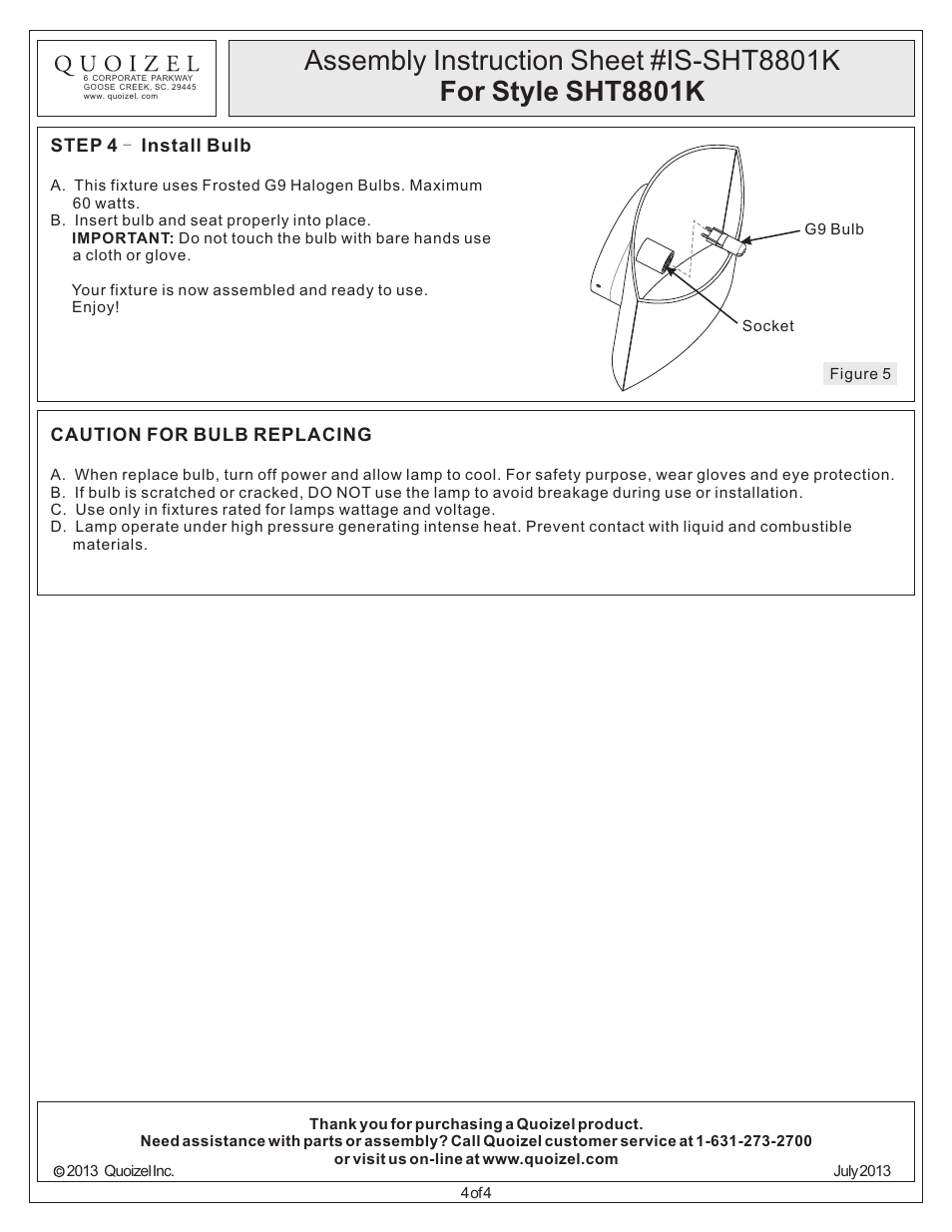 Quoizel SHT8801K Sheath User Manual | Page 4 / 4