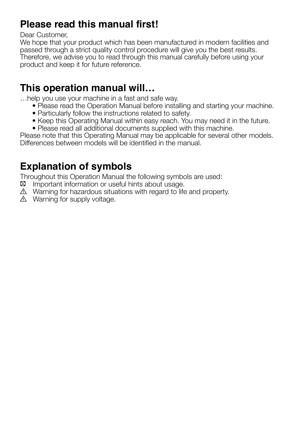 Please read this manual first, This operation manual will, Explanation of symbols | Beko D1 5062 B User Manual | Page 2 / 32