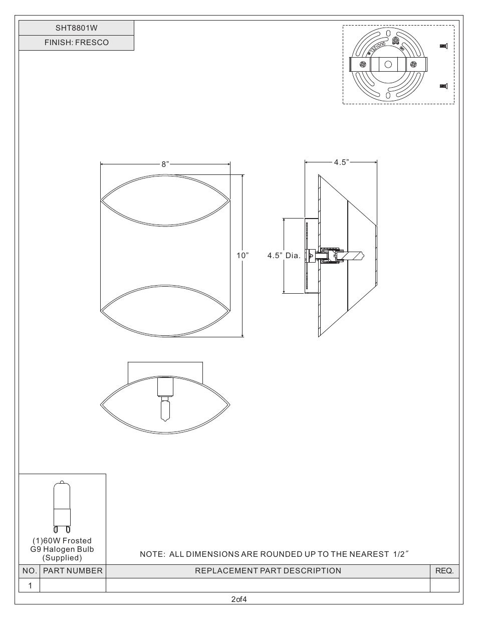 Quoizel SHT8801W Sheath User Manual | Page 2 / 4