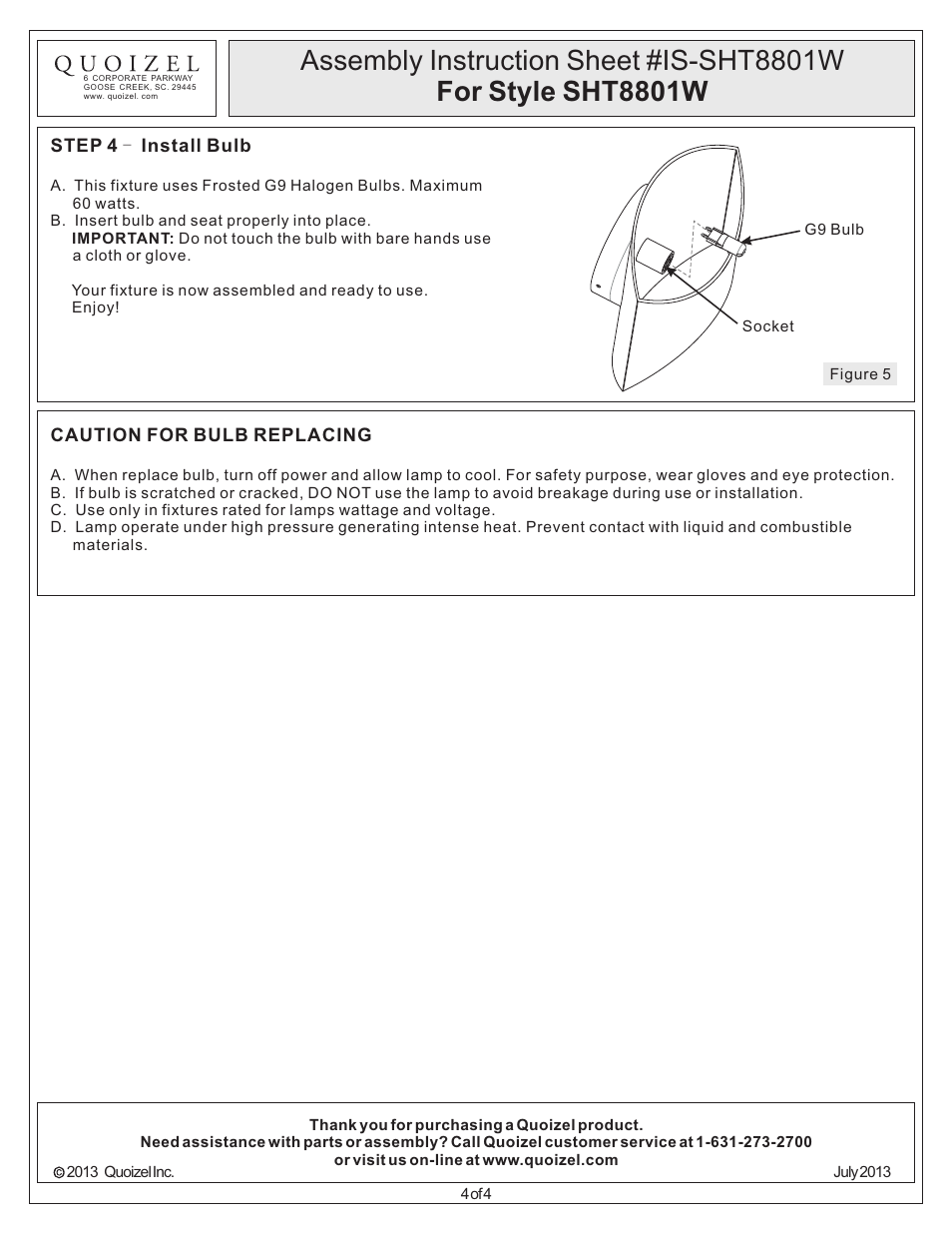 Quoizel SHT8801W Sheath User Manual | Page 4 / 4