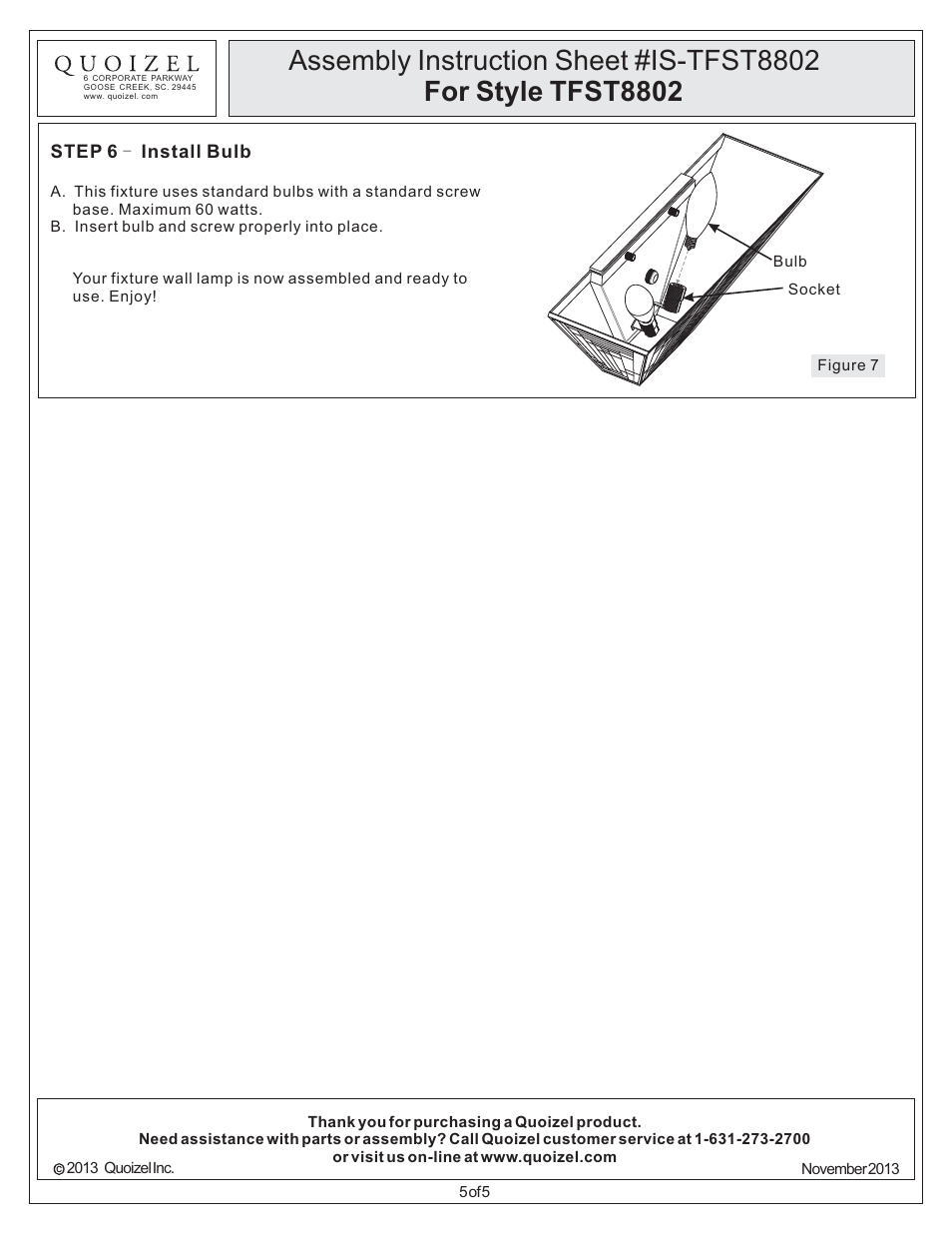 Quoizel TFST8802 Stephen User Manual | Page 5 / 5