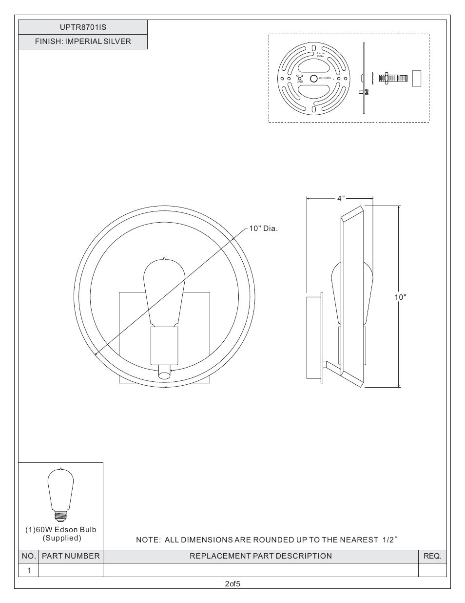 Quoizel UPTR8701IS Uptown Theater Row User Manual | Page 2 / 5
