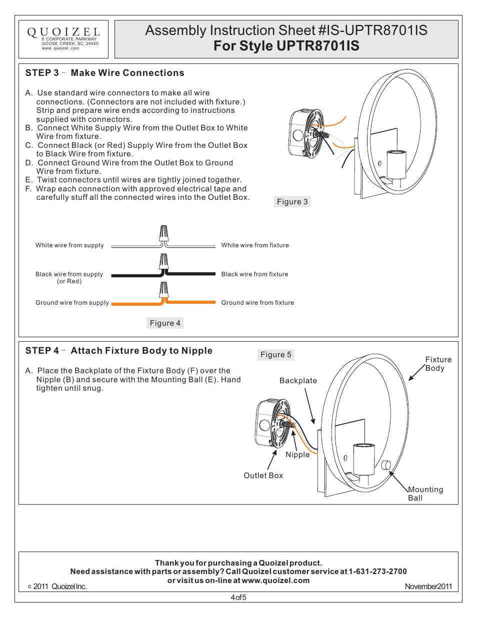 Quoizel UPTR8701IS Uptown Theater Row User Manual | Page 4 / 5