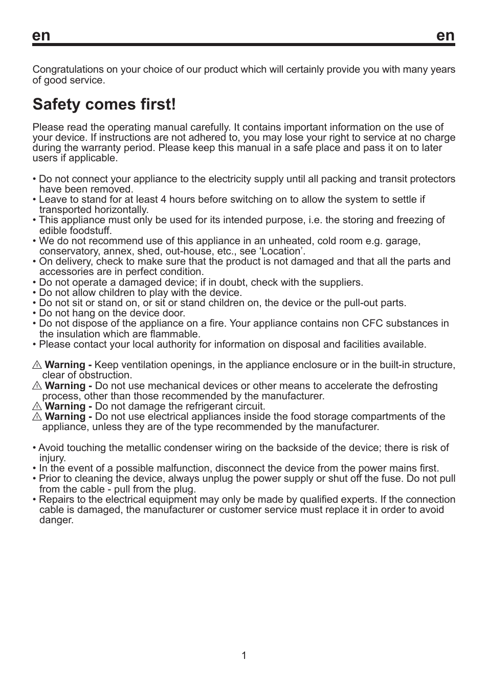 Safety comes first | Beko D 9420 NMK User Manual | Page 5 / 14