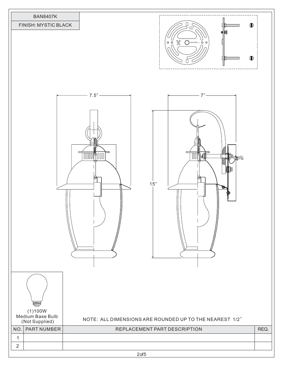 Quoizel BAN8407K Bain User Manual | Page 2 / 5