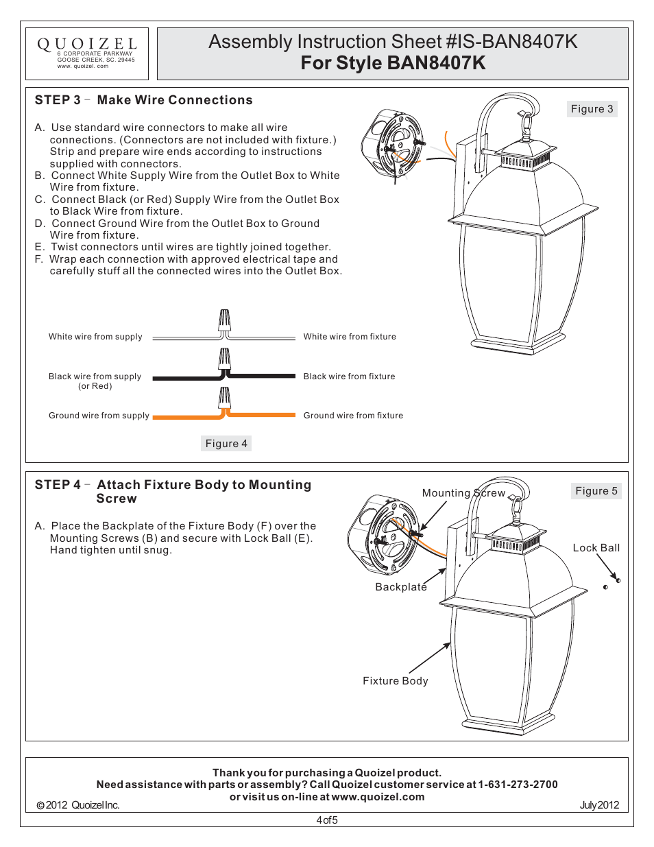 Quoizel BAN8407K Bain User Manual | Page 4 / 5