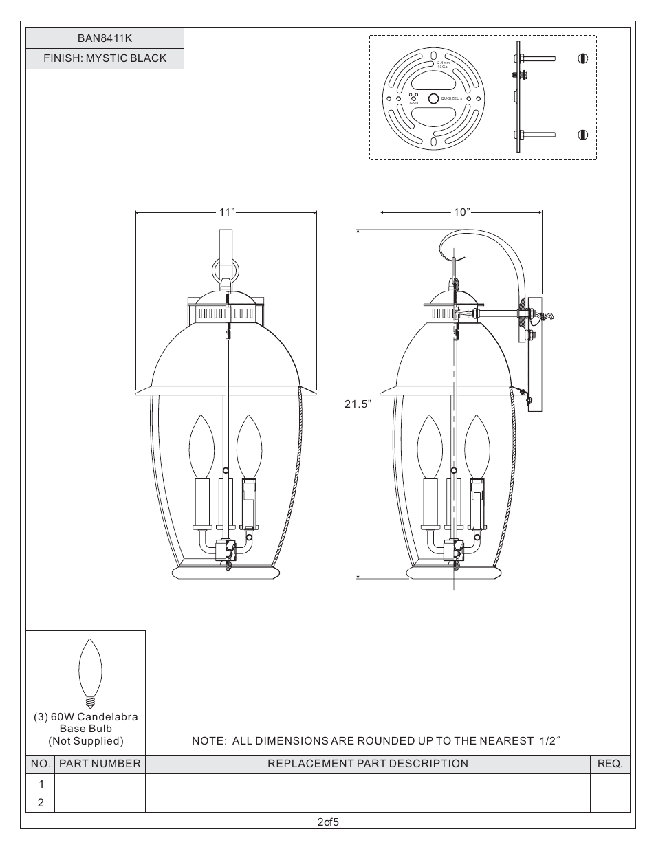 Quoizel BAN8411K Bain User Manual | Page 2 / 5