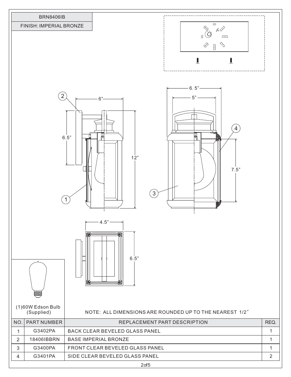 Quoizel BRN8406IB Byron User Manual | Page 2 / 5